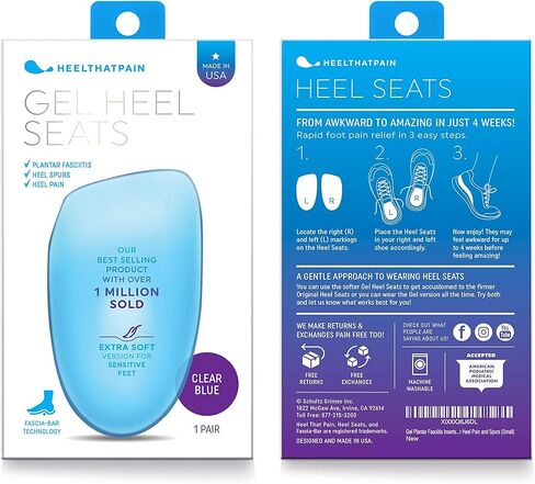 Heel That Pain Gel Plantar Fasciitis Insoles Heel Seats Orthotic Inserts, Large (W 10.5-13, M 8.5-12) & Heel That Pain Heel Seat Wraps for Plantar Fasciitis Heel Spurs, Large (W 10.5-13, M 8.5-12) in Kuwait