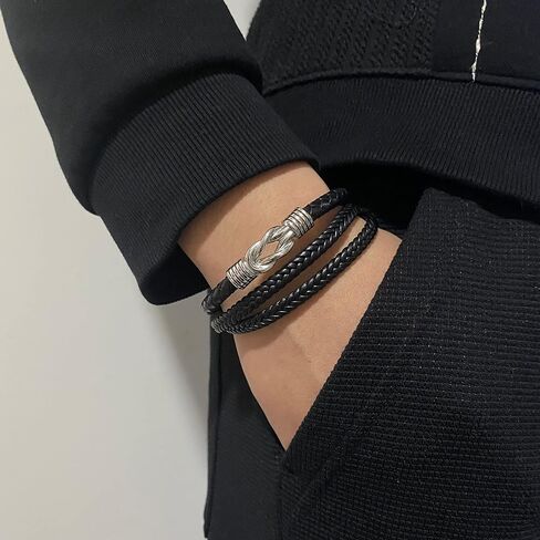 To My Son Bracelet From Mom Mother and Son Forever Linked Together Braided Leather Bracelet Handmade Mens Bracelet Leather Birthday Gift For Son From Mom (B) in Saudi Arabia