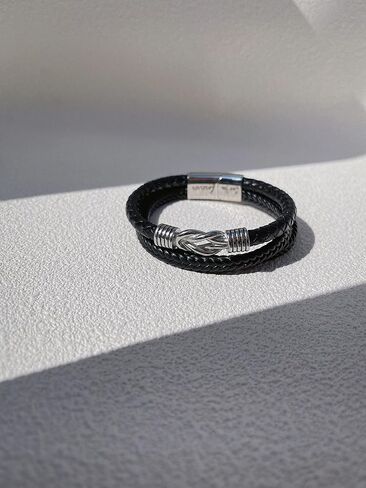 To My Son Bracelet From Mom Mother and Son Forever Linked Together Braided Leather Bracelet Handmade Mens Bracelet Leather Birthday Gift For Son From Mom (B) in Saudi Arabia