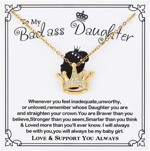 قلادة إلى ابنتي من أمي أبي قلادة التاج لحفيدتي الجميلة من الجدة قلادة المجوهرات النساء الفتيات إلى هدايا ابنتي بدس حفيدة عيد ميلاد عيد الشكر هدايا عيد الميلاد in Kuwait