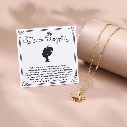 قلادة إلى ابنتي من أمي أبي قلادة التاج لحفيدتي الجميلة من الجدة قلادة المجوهرات النساء الفتيات إلى هدايا ابنتي بدس حفيدة عيد ميلاد عيد الشكر هدايا عيد الميلاد in Kuwait