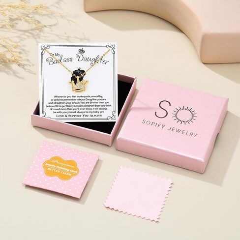 قلادة إلى ابنتي من أمي أبي قلادة التاج لحفيدتي الجميلة من الجدة قلادة المجوهرات النساء الفتيات إلى هدايا ابنتي بدس حفيدة عيد ميلاد عيد الشكر هدايا عيد الميلاد in Kuwait