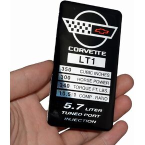 1Pc C4 Corvette 1993-1996 LT1 Engine ID Spec Metal Data Plate Consoler Emblem 3D Badge Nameplate Replacement for Corvette