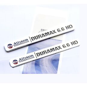 2X OEM Allison Transmission 6.6Hd 6.6 Hd Vortec Badge Emblems for 2500Hd 3500Hd Gmc Silverado Sierra Chrome Red
