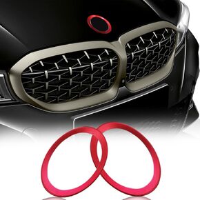 Xotic Tech 1pc Front Hood Rear Trunk Emblem Logo Surrounding Ring Decoration Cover Trim Compatible with BMW 2 3 4 Series M3 M4 (Blue) - 75mm/ 3"