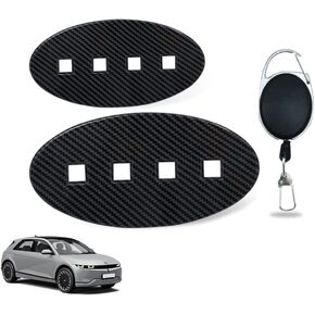 BestEvMod Compatible with Ioniq 5 Morse Code Emblem Front & Rear Set of 2 Carbon Fiber Design (Hollow Out Carbon Fiber)