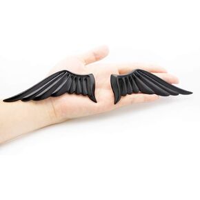 3D Metal Angel Wing Emblem Car Styling Motorcycle Accessories Metal Badge Stickers Label Emblem Car Stickers (Blsck)