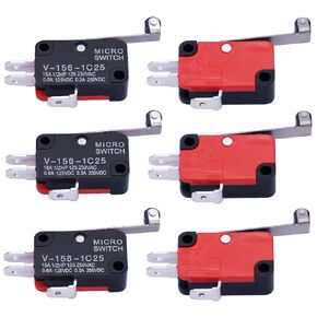 Twidec/6Pcs Micro Limit Switch Short Hinge Roller Lever Arm Switch for Arduino V-155-1C25
