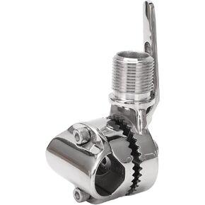 Estink Marine VHF Antenna Mount, 316 Stainless Steel Adjustable Ratchet Base Mount for 7/8 to 1in Rails, Ratchet Rail Mount Pipe Clamp for Boat Yacht Ship RV Marine