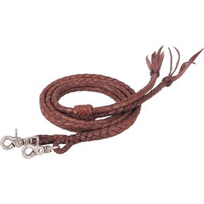 Weaver Leather Round Braided Latigo Split Reins, Brown, 1/2" x 7'