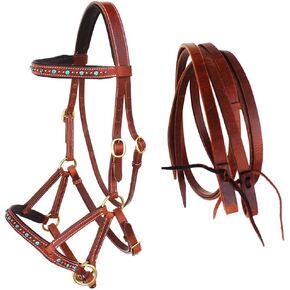 تشالنجر هورس جلد غربي مزين بالخرز من Bitless Sidepull Bridle 77RS06TR-F in Kuwait