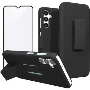 Ailiber for Samsung Galaxy A54 5G Case, Galaxy A54 5G Phone Case Holster with Screen Protector, Swivel Belt Clip, Kickstand Holder, Slim Shockproof Shell Full Body Phone Cover for Samsung A54-Black