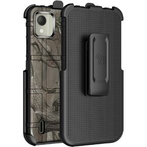 Case with Clip for Nokia C110 Phone, Nakedcellphone Special Ops Tactical Armor Rugged Shield Protective Cover and [Rotating Ratchet] Belt Hip Holster [Matte Grip Texture] - Navy Blue