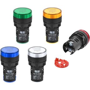 uxcell Energy Saving LED Indicator Light AC/DC 110V Dustproof Waterproof Signal Pilot Lamp for Electrical Equipment Power Operating Status, Red Green Yellow Blue White 5 Colors, Pack of 5