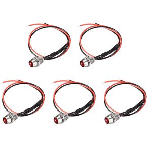 YOKIVE 5 Pcs LED Indicator Light, Panel Mount Signal Lamp Metal Shell, Easy Connection, Great for Machine Tool, Home Appliances (Red, AC/DC 110V 8mm)