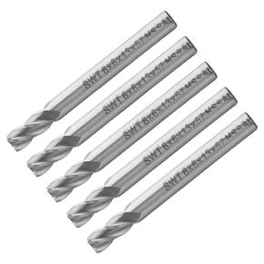 Utoolmart 4 Flute Straight End Mill Cutter, High Speed Steel HSS-AL, CNC Router Bits, 6 x 6 x 13mm, 5 Pcs