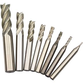 (Imperial Units, not Metric)1/16'' 1/8'' 5/32'' 3/16'' 1/4'' 5/16'' 3/8'' 1/2'' HSS 4 Flute Straight Shank Square Nose End Mill Cutter (8 Pcs)