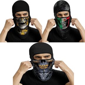 3PCS Balaclava Full Face Mask Ski Mask UV Protection Cover Motorcycle Full Face Mask for Men Women Outdoor Sports