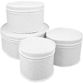 LAMINET 6 Piece Quilted Dinnerware Storage Starter Set - Includes 4 Plate Cases, 1 Cup Case & Platter Case - WHITE