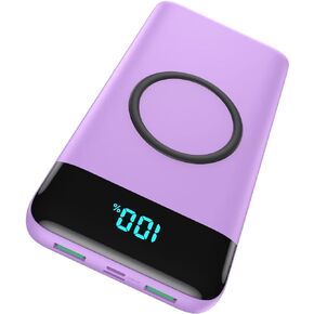 Wireless Portable Charger 30,800mAh 15W Wireless Charging 25W PD QC4.0 Fast Charging Smart LED Display USB-C Power Bank,4 Output& 2 Input External Battery Pack Compatible with iPhone,Samsung etc-Green