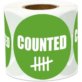 Inventory Control Labels: 2 inch, Round - Counted Labels for Inspectors, Inventory, Quality Control (300 Labels, Green)