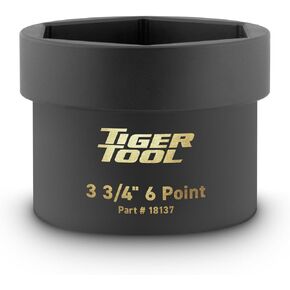 Tiger Tool 3-3/4 Inch 6-Point Axle Nut Socket for Commercial Trucks, Compatible with Class 6 – 8 Semi Trucks, Heavy Duty Transportation Trucks and Equipment, 18137