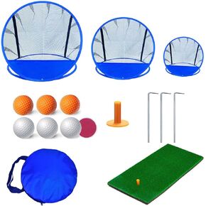 Golf Chipping Nets for Backyard, Pop Up Golf Net with Balls Hitting Mat, Adults and Kids - Portable 3 Hole Golf Course Play Outdoor, Indoor, Park, Camping, Lawn, Beach, Yard, Golfers Funny Gifts