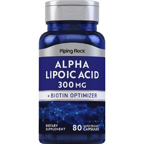 Piping Rock Alpha Lipoic Acid 300mg | Plus Biotin Optimizer | 80 Capsules | Non-GMO, Gluten Free Supplement