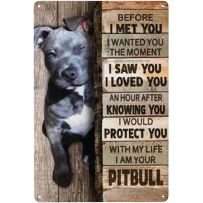 Metal Tin Sign Wall Decor Wall Art Decor Pitbull Metal Sign for Cafe Bar Restaurant Supermarket Shop Best Gifts Idea 8 x 12 Inches