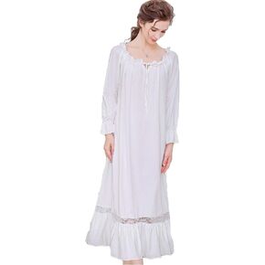 Women's Sleepwear Lace Victorian Long Sleeve Nightgown Dress