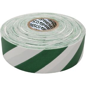 Presco Stripe Patterned Roll Flagging Tape: 1-3/16 in. x 300 ft. (White and Green Stripes) [NON-ADHESIVE]