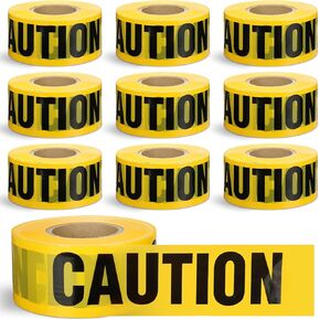 Treela 10 Rolls 3 Inch x 2000 ft Yellow Caution Tapes Bulk, Waterproof Barricade Tapes, Safety Warning Tapes, Resistant Construction Caution Tape Roll for Danger Hazardous Areas Party Decor