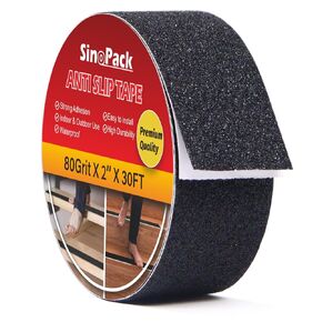 SinoPack Anti Slip Tape Black 12Inch x 30FT Non Slip Ramp for Outdoor Non Skid Tape, Best Grip Non Slip Strips Tape High Traction Friction Abrasive Adhesive for Stairs Step