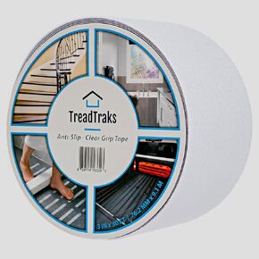 شريط TreadTraks™ المضاد للانزلاق مقاس 3 × 30 بوصة (30 قدمًا) | شريط قبضة شفاف ممتاز غير قابل للانزلاق | الاستخدام الداخلي أو الخارجي | شريط أمان يشبه المطاط مقاوم للماء للمرونة والراحة