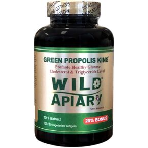 Wild Apiary Brazilian Green Bee Propolis King Vegetarian Softgel 120 gels - Non Alcoholic, Wax Free, Sugar Free