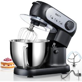 Stand Mixer, 6 QT 600W Tilt-Head Dough Mixer, 6+P speed Mixers Kitchen Electric Stand Mixer with Stainless Steel Bowl, Dishwasher-Safe Dough Hook, Flat Beater, Wire Whisk, Splash Guard, Black