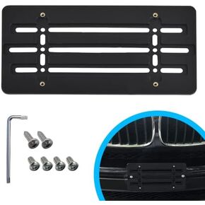 Front Bumper License Plate Bracket for BMW 2000-2023, Plate Holder Set w 6 Unique Screw Bolts & Wrench Kit, License Tag Mounting Kit, Quality Plate Holders, Premium Car & Truck Accessories