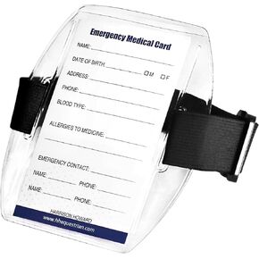 Harrison Howard 1PC Equestrian Medical Update Armband Card Holster Arm Badge Holder with Black Adjustable Strap Black