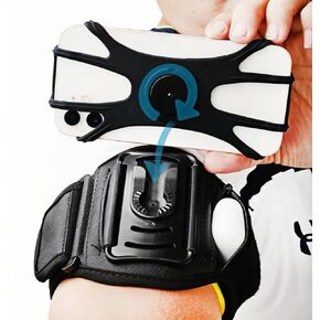 by-W 【Armband】 Detachable 360°Rotatable Running Gear Compatible for iPhone 15/14/13/Pro Max/Pro Men Women Fits 4.5-7 Inch, Zipper Slot Earphone case & Car Key Holder Hiking Biking Running