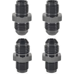 6AN Male Flare to 5/8 x 18 Male Thread Inverted Straight Hose Aluminum Adapter Connector Black Anodized Surface Fuel Fitting,Pack of 2