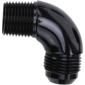 90 Degree One Piece Full Flow -10 AN Male to 1/2" NPT Male Fitting Adaptor Connector Aluminum Black
