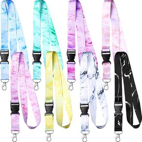 Outus 8 Pieces Key Lanyard ID Lanyards Neck Strap Key Chain Holder Wristlet Lanyard for Women Men (Marble Style)