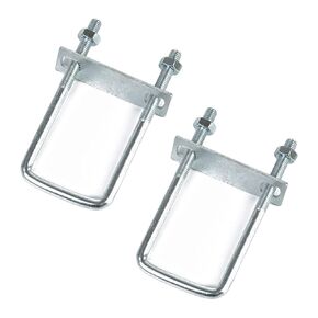 2 Pieces Square U-Bolt Right Angle U-Bolt 304 Stainless Steel Square Bend U Bolts with Nuts and Plate, Silver, M8*80mm*120mm