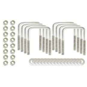 Made in The U.S.A. (8) 304 Stainless Steel Square U-Bolts 1/2" Diameter x 3-1/16" Inside Width x 4-5/16" Inside Height with SS Lock Nuts and Washers for Boat and Utility Trailers Fits Over 3" Metal