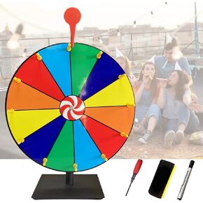 Spinning Wheel for Prize, 12 Inch 12 Slots Prize Wheel Dry Erase Coloful Lucky Spinning Prize Wheel, Spin Games for Carnival, Casino, Party, Classroom