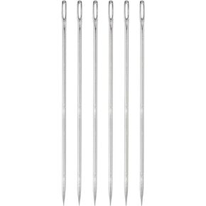 6pcs 6 Inch Upholstery Needles Large Eye Stitching Needles Stainless Steel Straight Hand Sewing Needles for Home Hand Sewing Leather Tapestry Embroidery Tufting Webbing Carpet