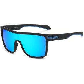 FEISEDY Flat Top Sports Sunglasses Men Women TR90 Polarized Sunglasses with One-piece Lens for Running Fishing Golf Hiking