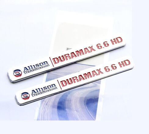2X OEM Allison Transmission 6.6Hd 6.6 Hd Vortec Badge Emblems for 2500Hd 3500Hd Gmc Silverado Sierra Chrome Red in Saudi Arabia