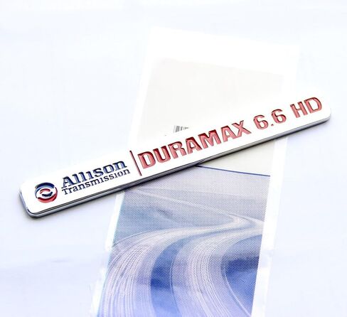 2X OEM Allison Transmission 6.6Hd 6.6 Hd Vortec Badge Emblems for 2500Hd 3500Hd Gmc Silverado Sierra Chrome Red in Saudi Arabia