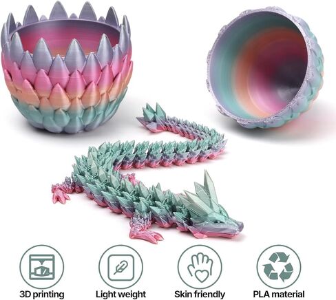 3D Printed Dragon Toy 12" Crystal Dragon Fidget Executive Desk Dragon Egg in Saudi Arabia